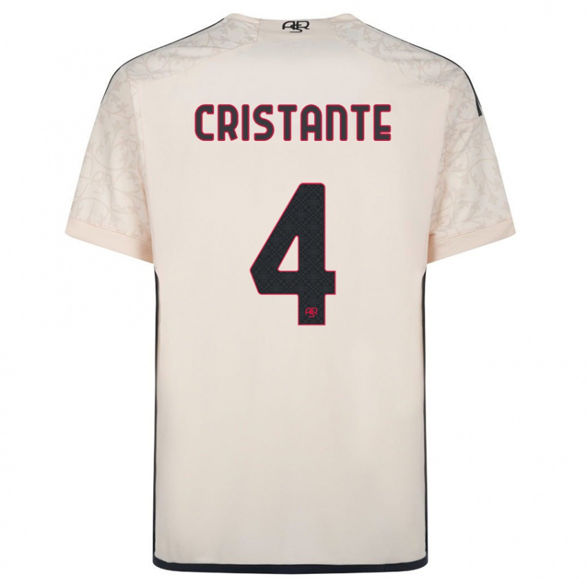 Kinder Bryan Cristante #4 Cremefarben Auswärtstrikot Trikot 2023/24 T-Shirt Belgien