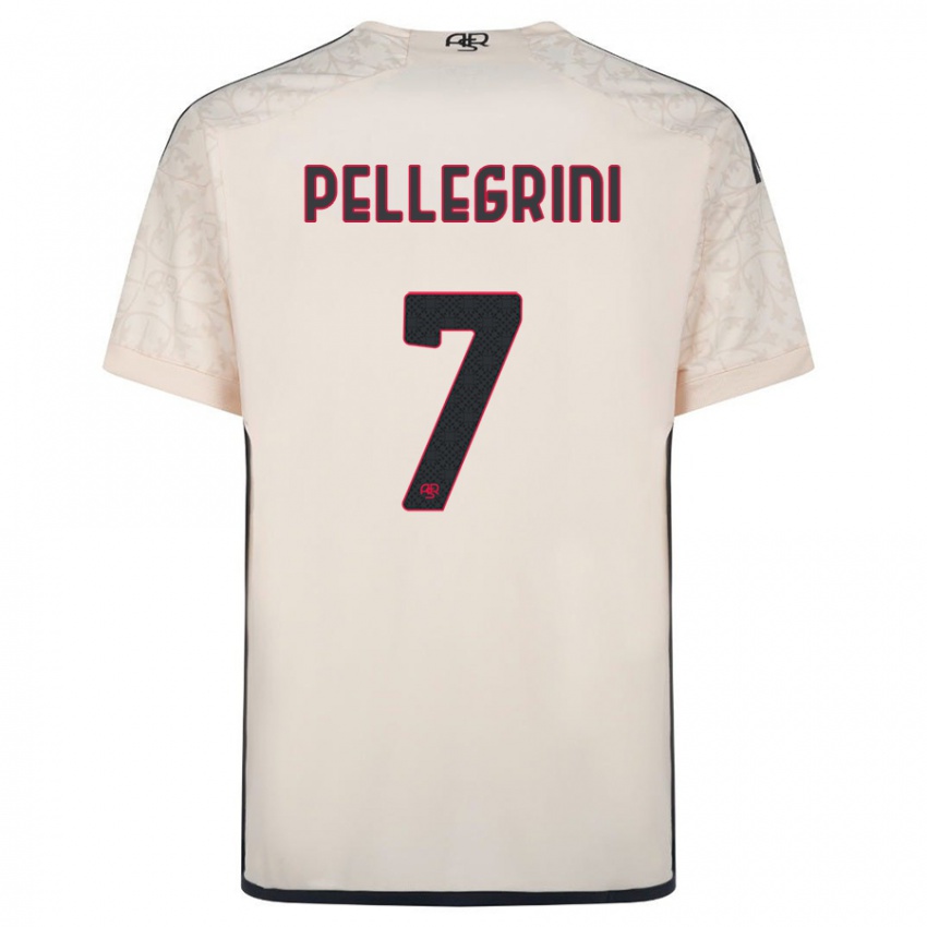 Enfant Maillot Lorenzo Pellegrini #7 Blanc Cassé Tenues Extérieur 2023/24 T-Shirt Belgique