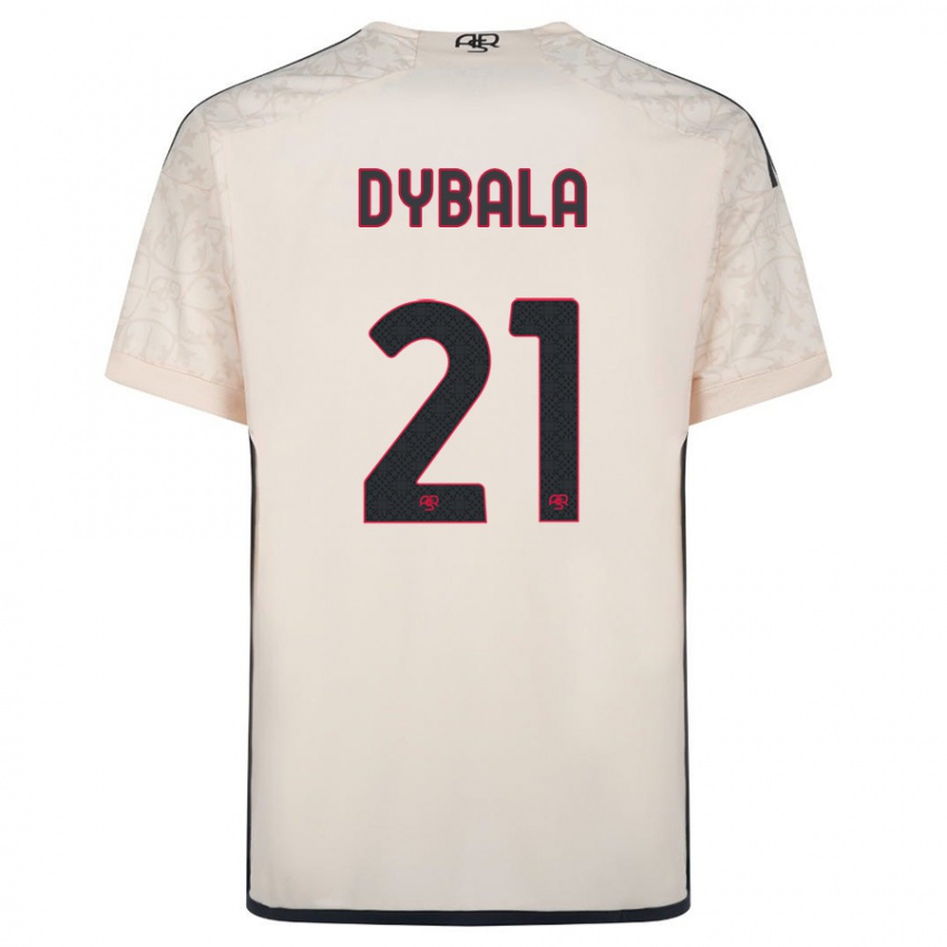 Kinder Paulo Dybala #21 Cremefarben Auswärtstrikot Trikot 2023/24 T-Shirt Belgien