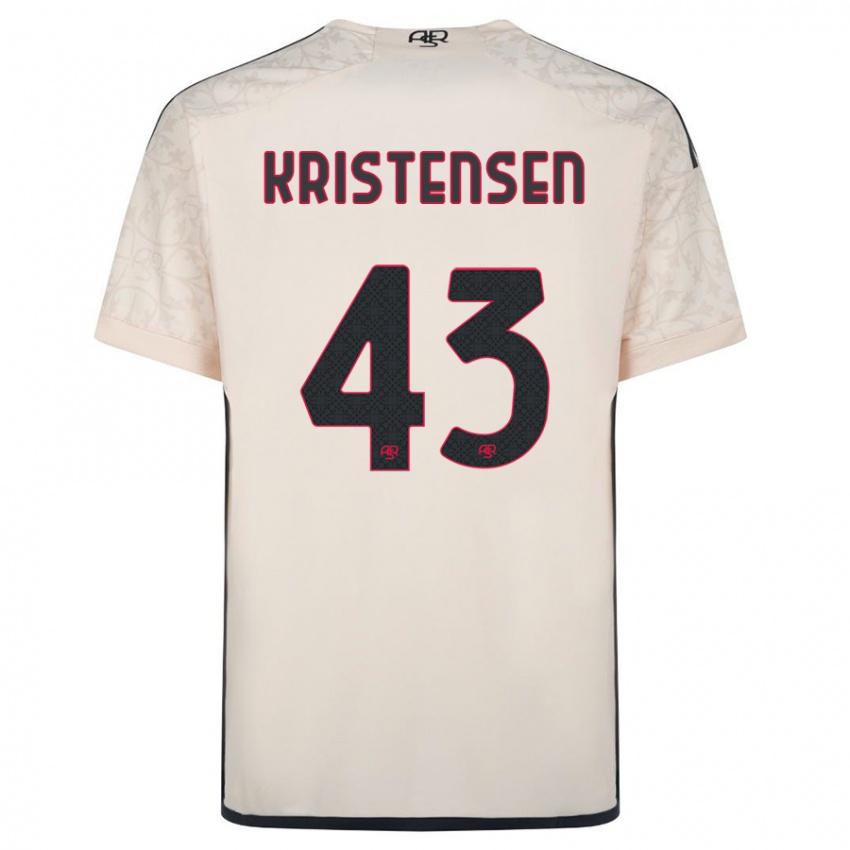 Enfant Maillot Rasmus Kristensen #43 Blanc Cassé Tenues Extérieur 2023/24 T-Shirt Belgique