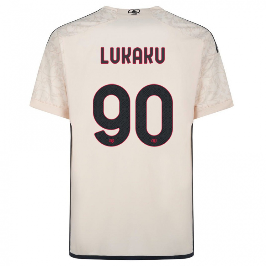 Enfant Maillot Romelu Lukaku #90 Blanc Cassé Tenues Extérieur 2023/24 T-Shirt Belgique