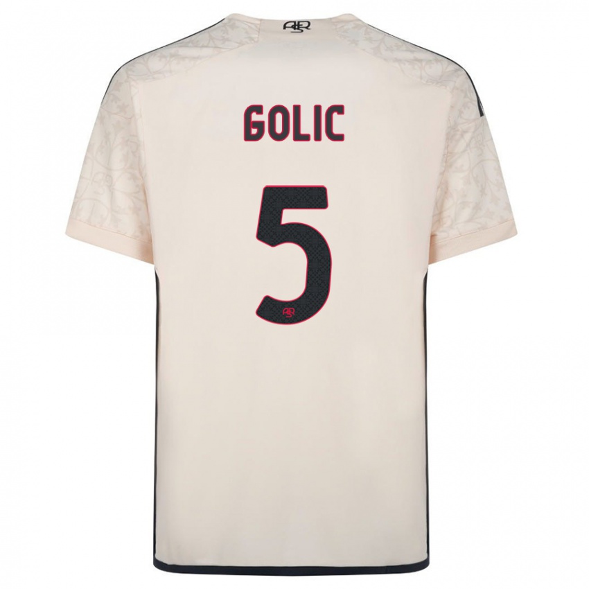 Kinder Lovro Golic #5 Cremefarben Auswärtstrikot Trikot 2023/24 T-Shirt Belgien