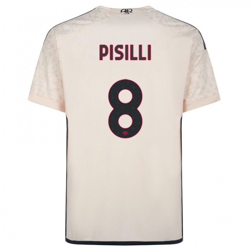 Enfant Maillot Niccolo Pisilli #8 Blanc Cassé Tenues Extérieur 2023/24 T-Shirt Belgique