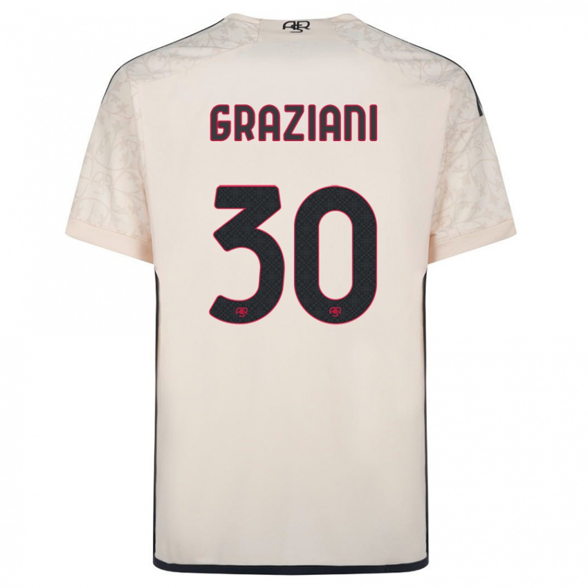 Enfant Maillot Leonardo Graziani #30 Blanc Cassé Tenues Extérieur 2023/24 T-Shirt Belgique