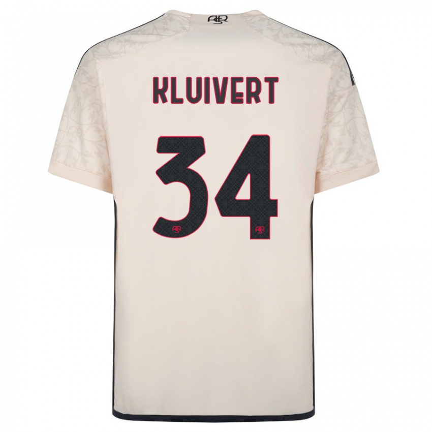 Kinder Justin Kluivert #34 Cremefarben Auswärtstrikot Trikot 2023/24 T-Shirt Belgien