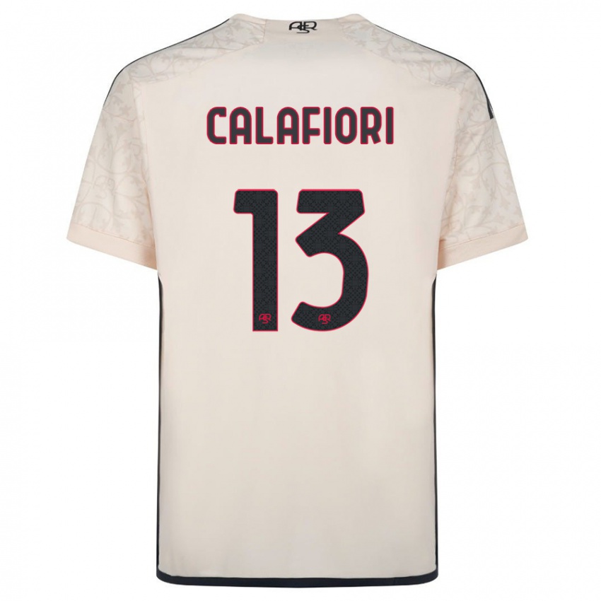 Kinder Riccardo Calafiori #13 Cremefarben Auswärtstrikot Trikot 2023/24 T-Shirt Belgien
