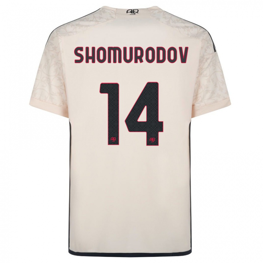 Kinder Eldor Shomurodov #14 Cremefarben Auswärtstrikot Trikot 2023/24 T-Shirt Belgien