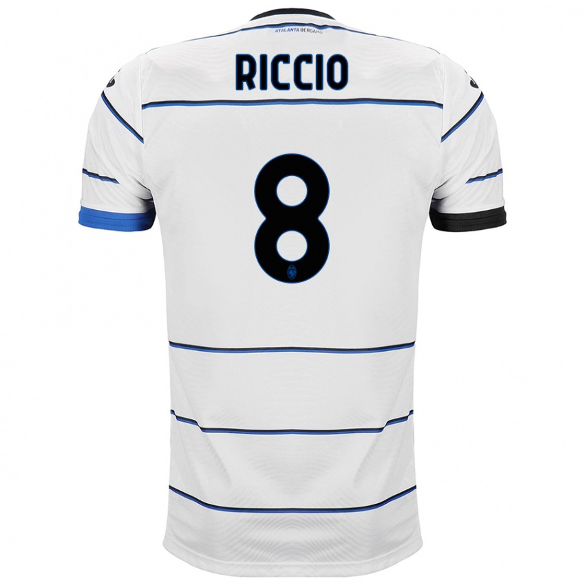 Kinder Lorenzo Riccio #8 Weiß Auswärtstrikot Trikot 2023/24 T-Shirt Belgien