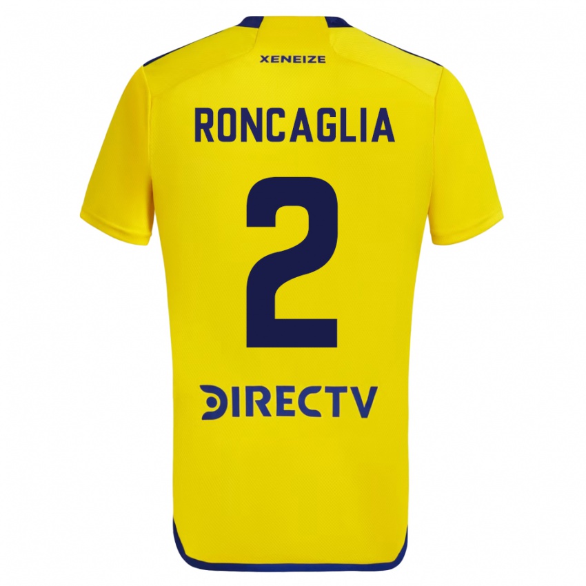 Kinder Facundo Roncaglia #2 Gelb Auswärtstrikot Trikot 2023/24 T-Shirt Belgien
