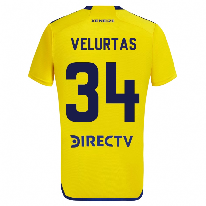Kinder Pedro Velurtas #34 Gelb Auswärtstrikot Trikot 2023/24 T-Shirt Belgien