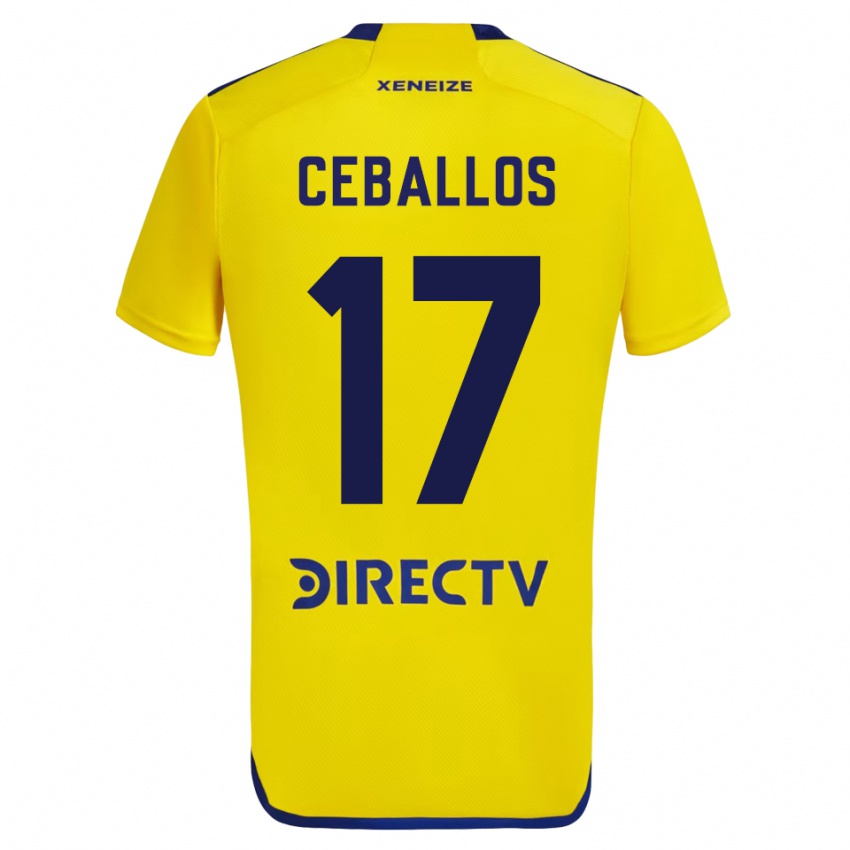 Kinder Julián Ceballos #17 Gelb Auswärtstrikot Trikot 2023/24 T-Shirt Belgien