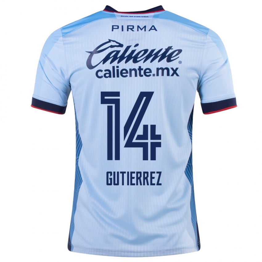 Kinder Alexis Gutierrez #14 Himmelblau Auswärtstrikot Trikot 2023/24 T-Shirt Belgien