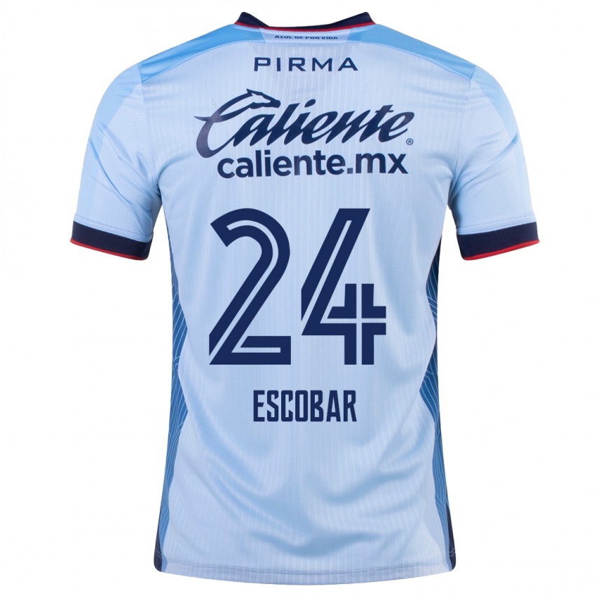 Enfant Maillot Juan Escobar #24 Bleu Ciel Tenues Extérieur 2023/24 T-Shirt Belgique