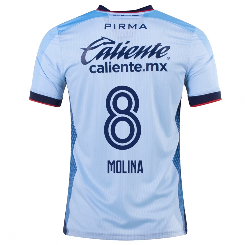Enfant Maillot Dalia Molina #8 Bleu Ciel Tenues Extérieur 2023/24 T-Shirt Belgique