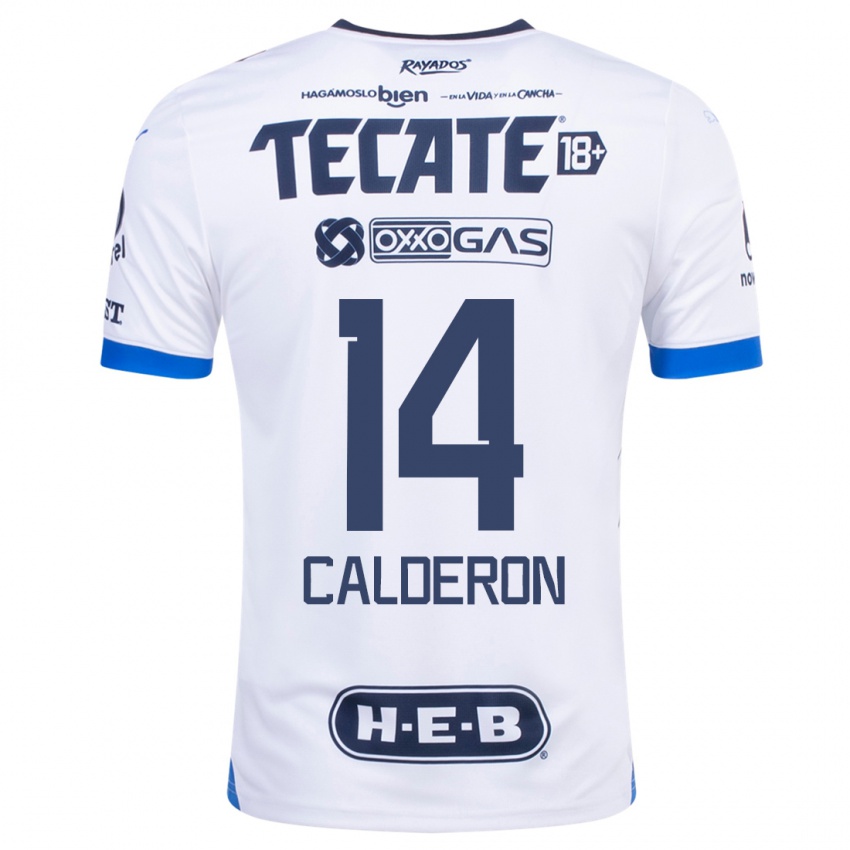 Enfant Maillot Alejandra Calderon #14 Blanc Tenues Extérieur 2023/24 T-Shirt Belgique
