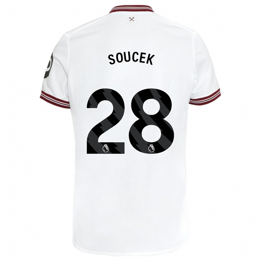 Heren Tomas Soucek #28 Wit Uitshirt Uittenue 2023/24 T-Shirt België