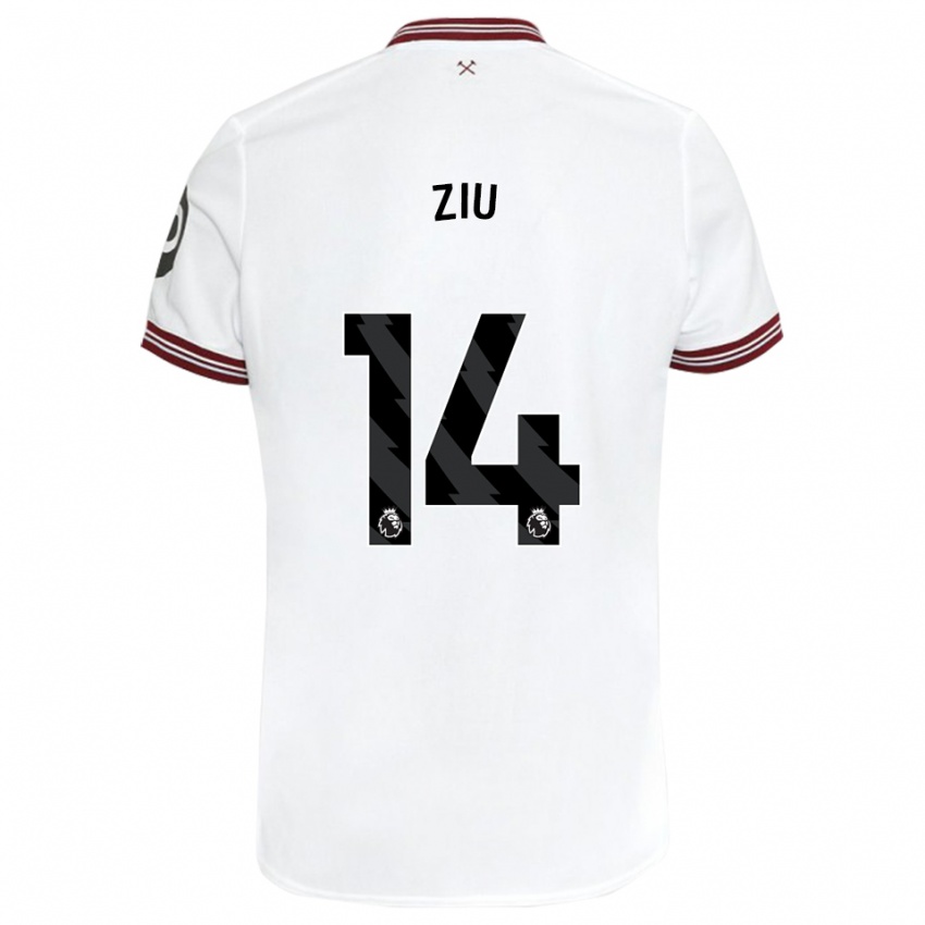 Herren Jessica Ziu #14 Weiß Auswärtstrikot Trikot 2023/24 T-Shirt Belgien