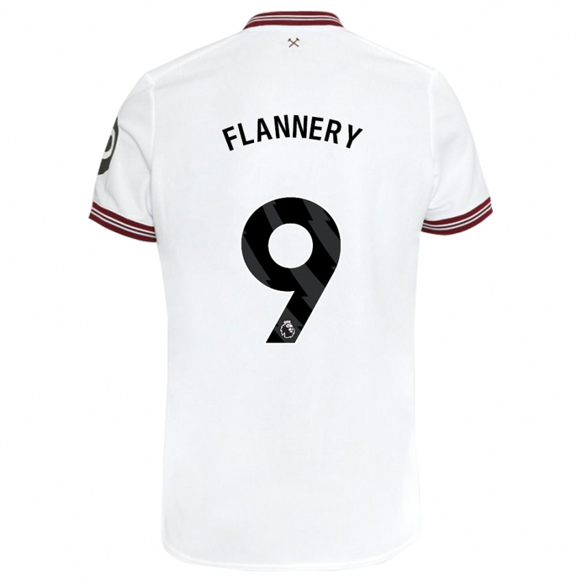 Heren Keira Flannery #9 Wit Uitshirt Uittenue 2023/24 T-Shirt België