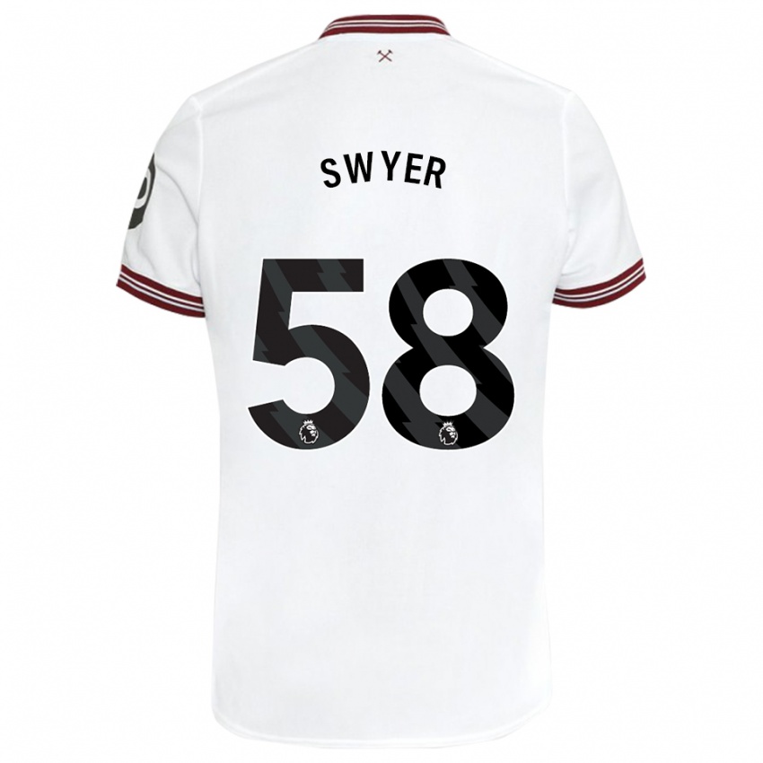 Herren Kamarai Swyer #58 Weiß Auswärtstrikot Trikot 2023/24 T-Shirt Belgien