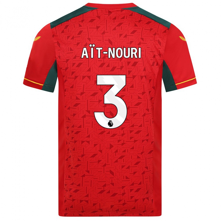 Herren Rayan Ait Nouri #3 Rot Auswärtstrikot Trikot 2023/24 T-Shirt Belgien