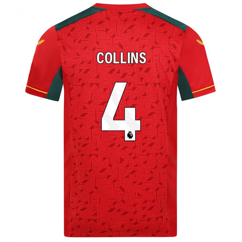 Herren Nathan Collins #4 Rot Auswärtstrikot Trikot 2023/24 T-Shirt Belgien