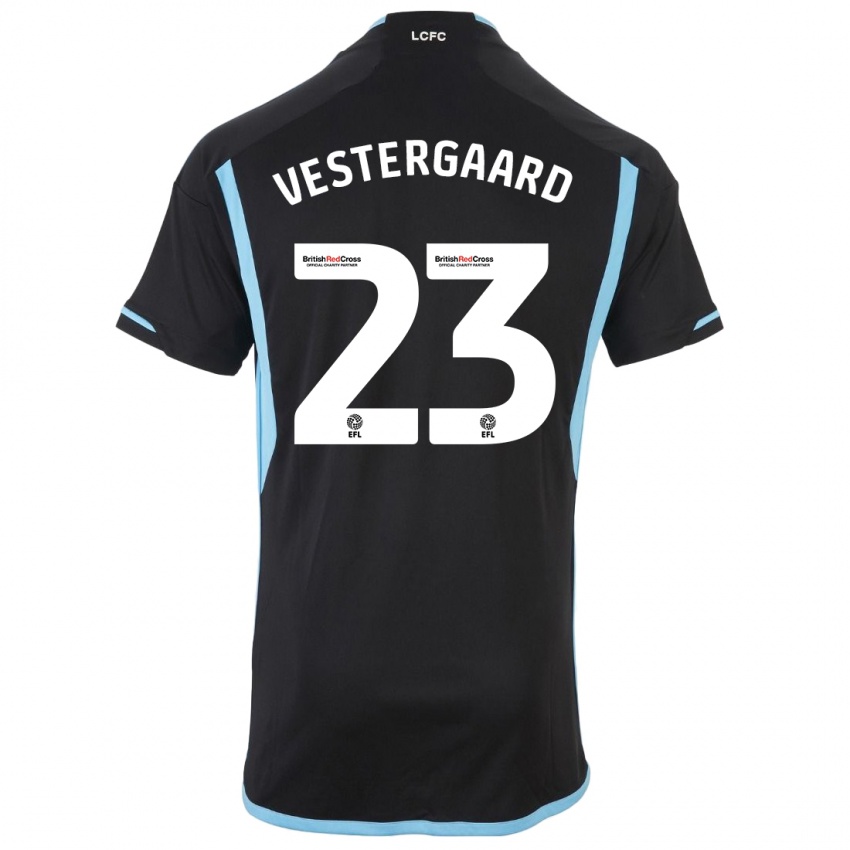 Heren Jannik Vestergaard #23 Zwart Uitshirt Uittenue 2023/24 T-Shirt België