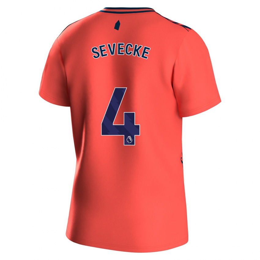 Heren Rikke Sevecke #4 Koraal Uitshirt Uittenue 2023/24 T-Shirt België