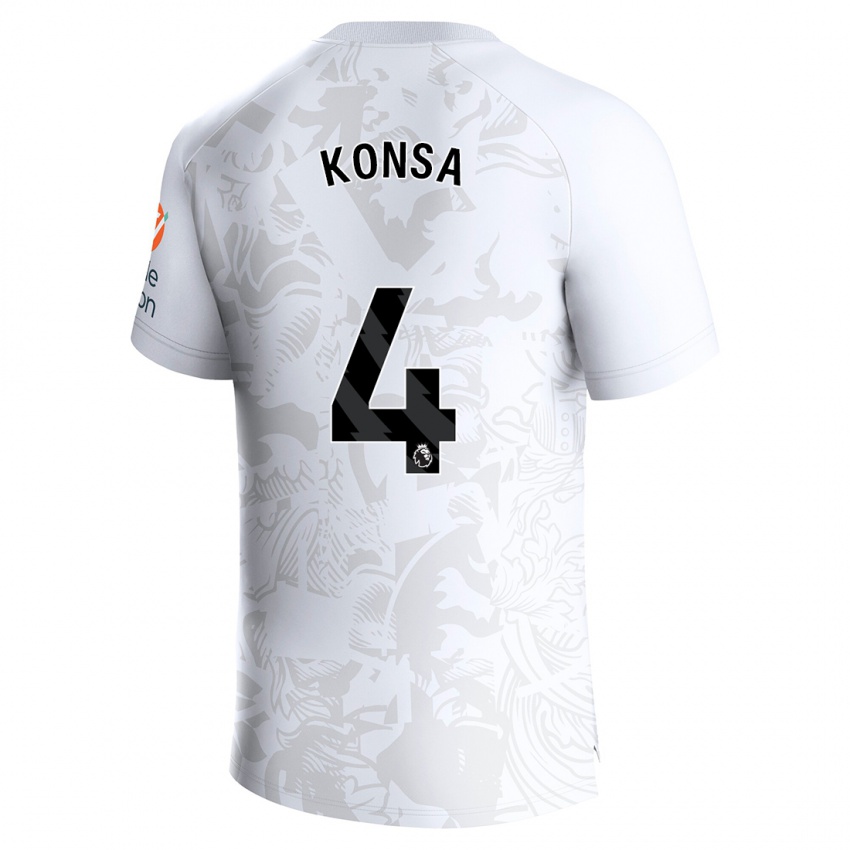 Heren Ezri Konsa #4 Wit Uitshirt Uittenue 2023/24 T-Shirt België
