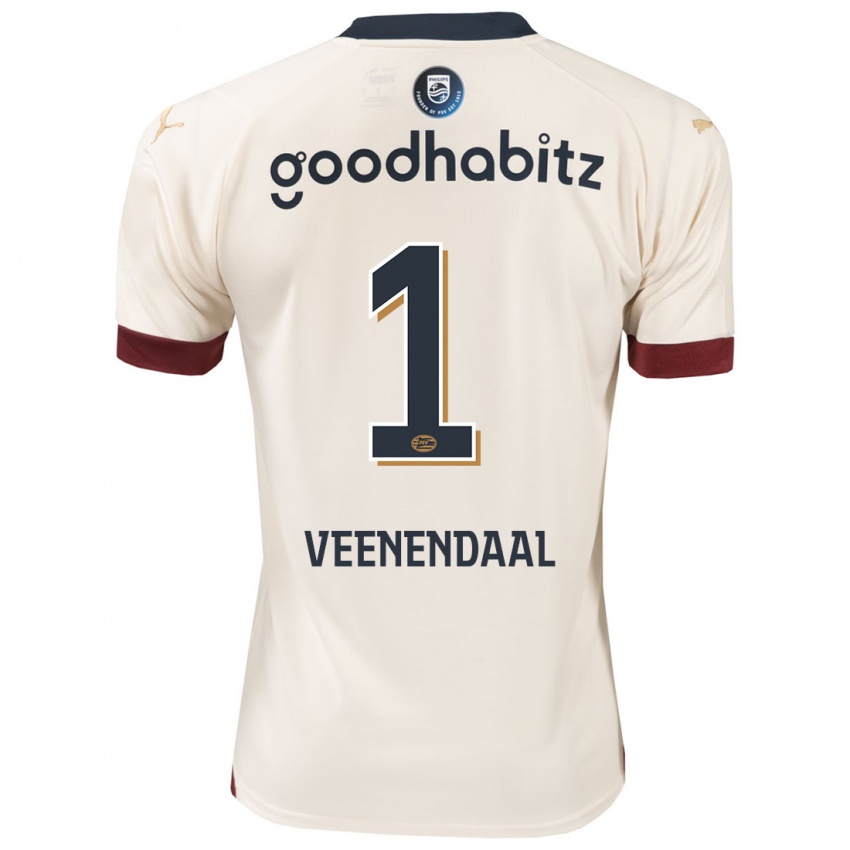 Herren Sari Van Veenendaal #1 Cremefarben Auswärtstrikot Trikot 2023/24 T-Shirt Belgien