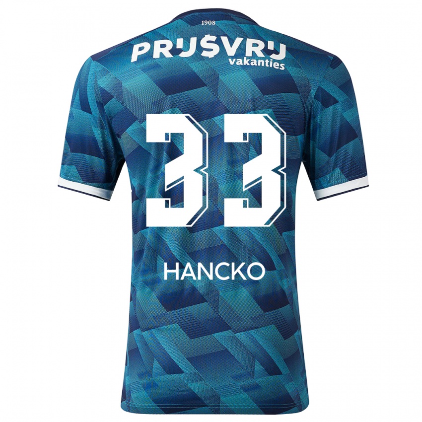 Heren David Hancko #33 Blauw Uitshirt Uittenue 2023/24 T-Shirt België