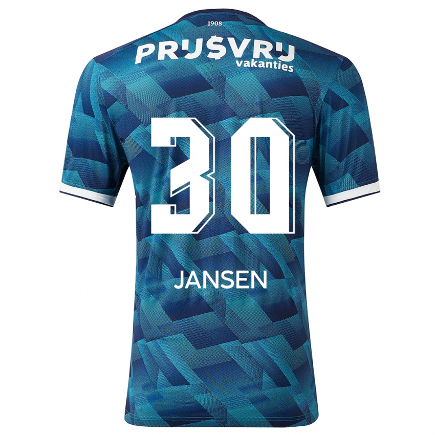 Heren Thijs Jansen #30 Blauw Uitshirt Uittenue 2023/24 T-Shirt België