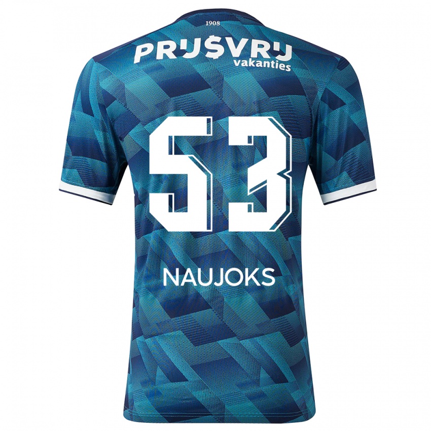 Herren Noah Naujoks #53 Blau Auswärtstrikot Trikot 2023/24 T-Shirt Belgien
