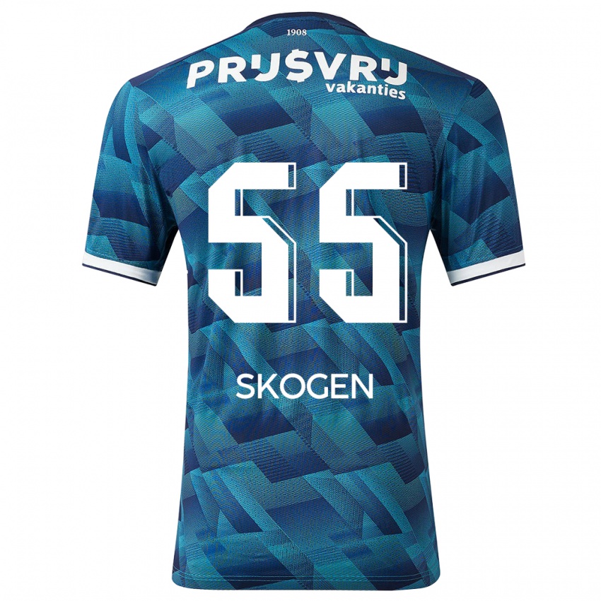 Herren Sondre Skogen #55 Blau Auswärtstrikot Trikot 2023/24 T-Shirt Belgien