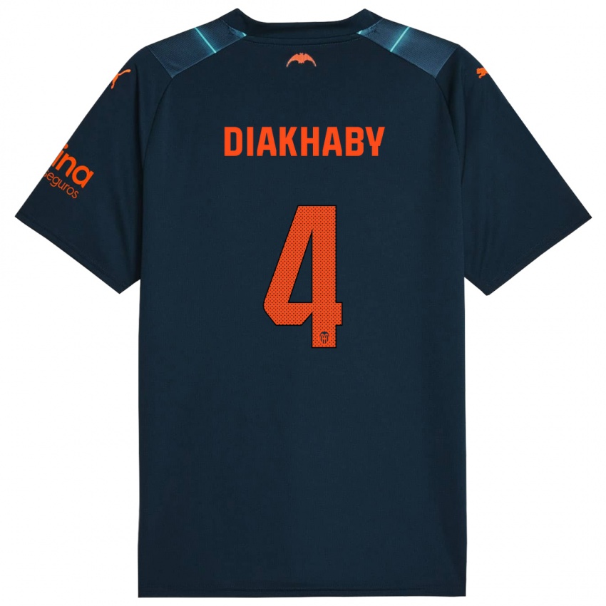 Heren Mouctar Diakhaby #4 Marineblauw Uitshirt Uittenue 2023/24 T-Shirt België