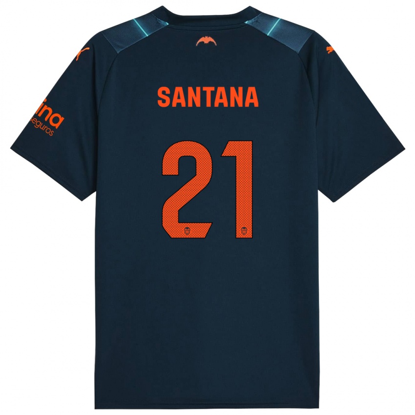 Heren Ismael Santana #21 Marineblauw Uitshirt Uittenue 2023/24 T-Shirt België