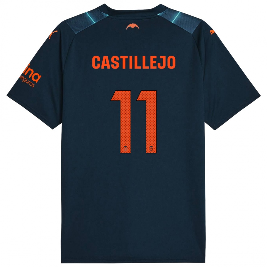 Heren Samu Castillejo #11 Marineblauw Uitshirt Uittenue 2023/24 T-Shirt België