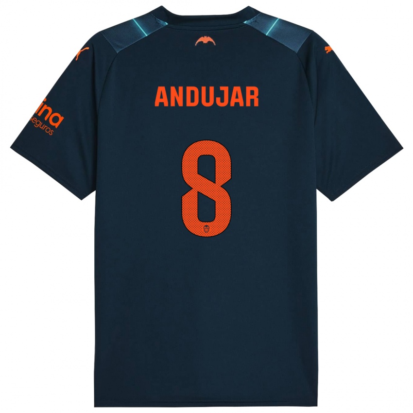 Herren Candela Andujar #8 Marineblau Auswärtstrikot Trikot 2023/24 T-Shirt Belgien