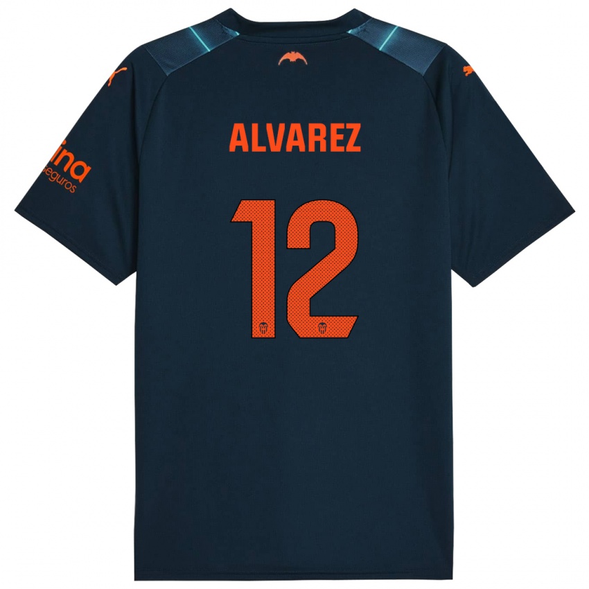 Herren Sofia Alvarez #12 Marineblau Auswärtstrikot Trikot 2023/24 T-Shirt Belgien