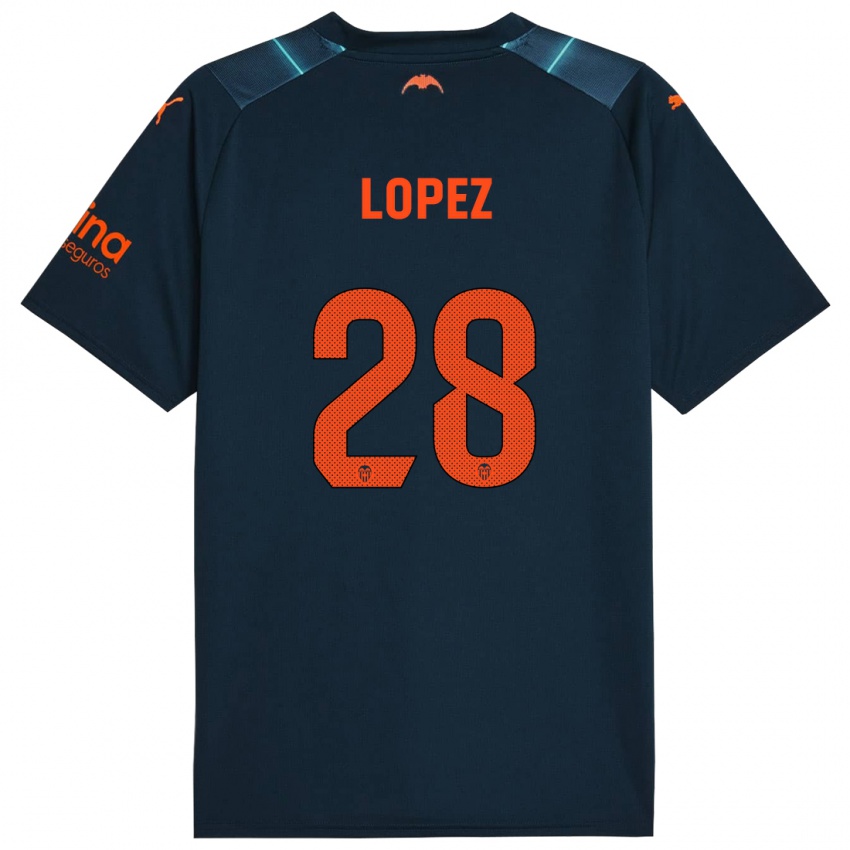 Herren Saray Lopez #28 Marineblau Auswärtstrikot Trikot 2023/24 T-Shirt Belgien