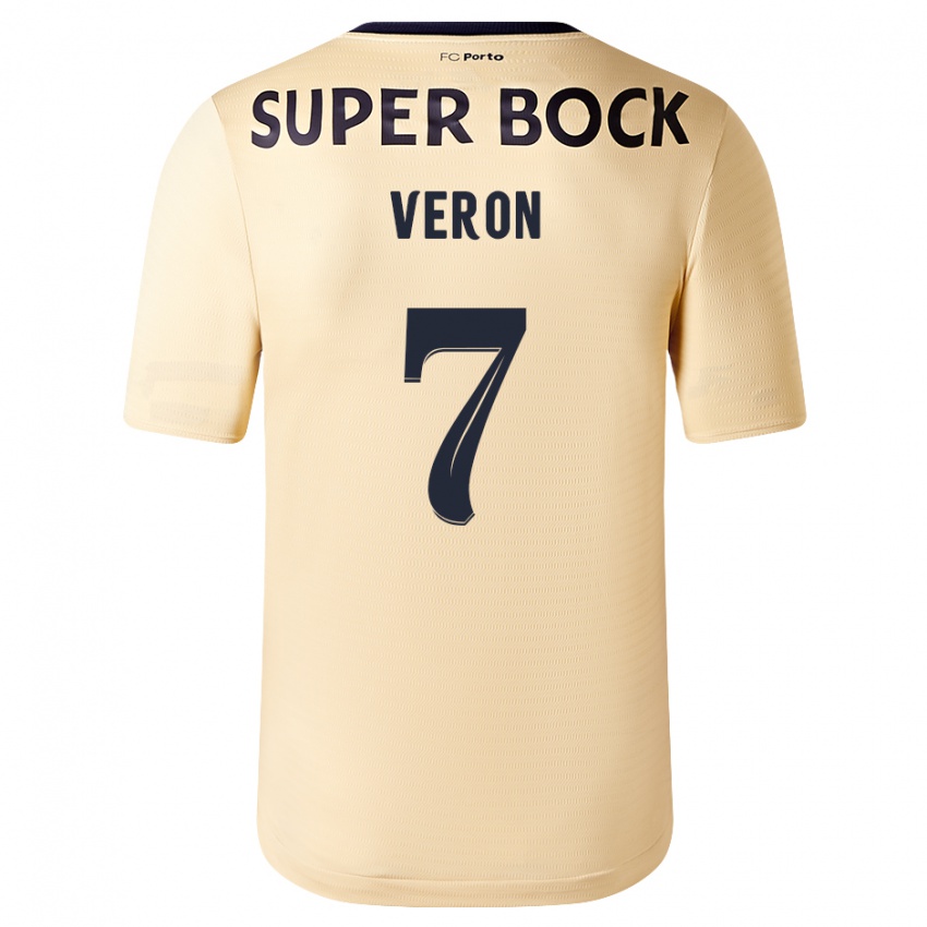 Herren Gabriel Veron #7 Beige-Gold Auswärtstrikot Trikot 2023/24 T-Shirt Belgien