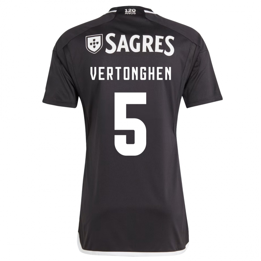 Heren Jan Vertonghen #5 Zwart Uitshirt Uittenue 2023/24 T-Shirt België
