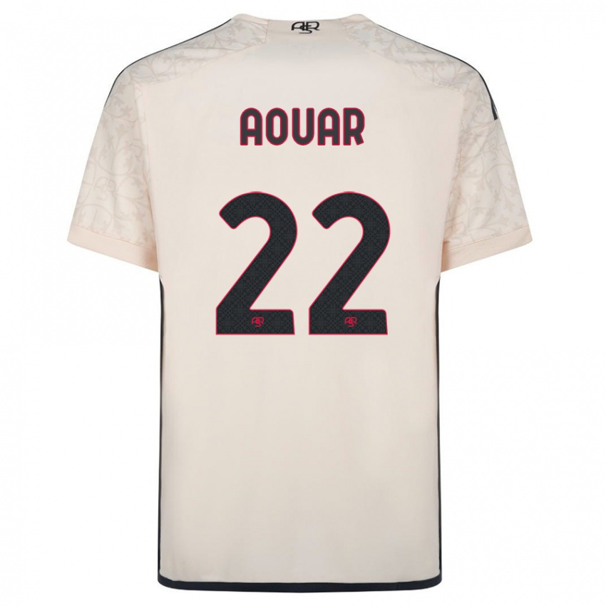 Herren Houssem Aouar #22 Cremefarben Auswärtstrikot Trikot 2023/24 T-Shirt Belgien