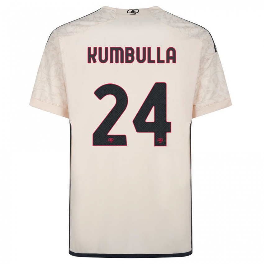 Homme Maillot Marash Kumbulla #24 Blanc Cassé Tenues Extérieur 2023/24 T-Shirt Belgique
