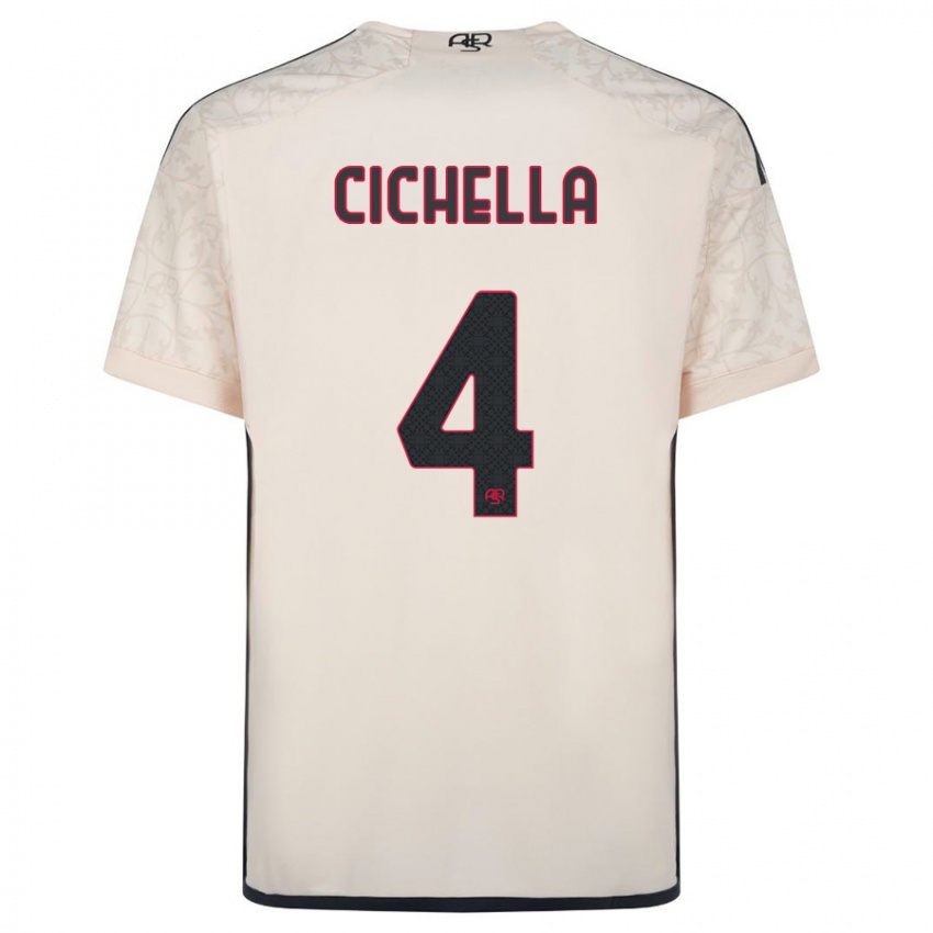 Herren Matteo Cichella #4 Cremefarben Auswärtstrikot Trikot 2023/24 T-Shirt Belgien