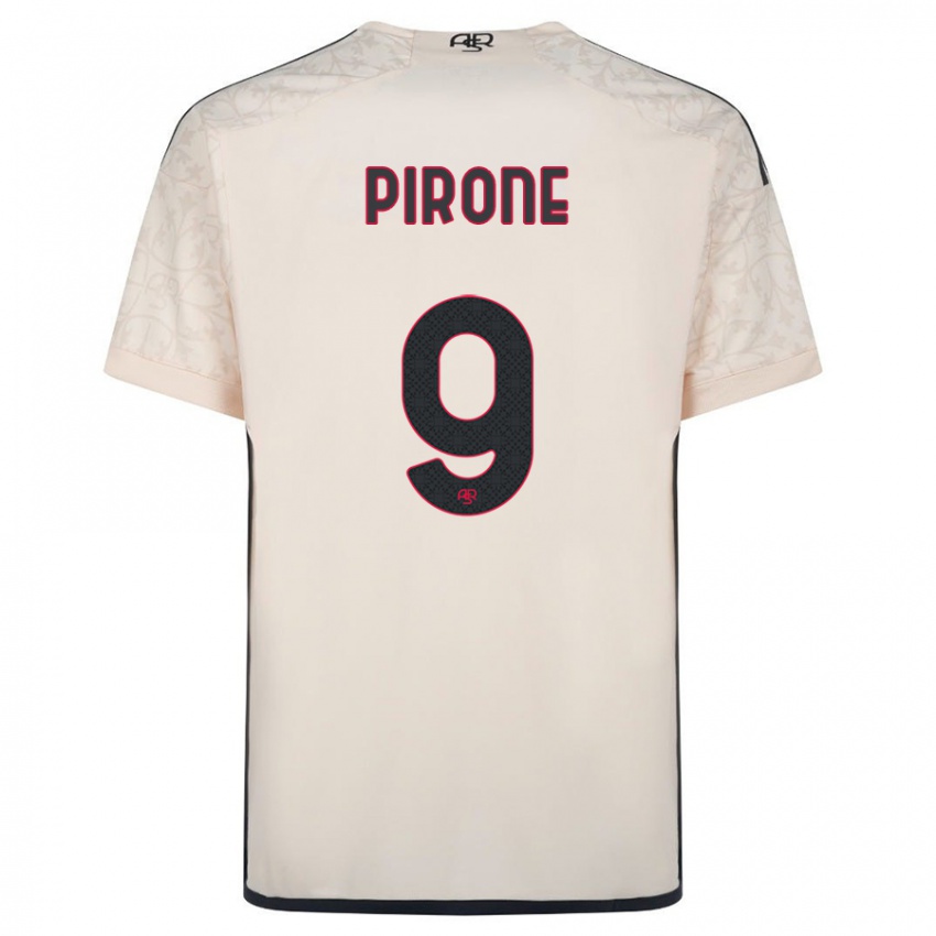 Homme Maillot Valeria Pirone #9 Blanc Cassé Tenues Extérieur 2023/24 T-Shirt Belgique