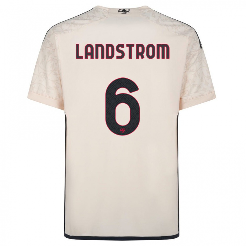 Herren Elin Landstrom #6 Cremefarben Auswärtstrikot Trikot 2023/24 T-Shirt Belgien