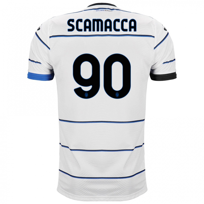 Herren Gianluca Scamacca #90 Weiß Auswärtstrikot Trikot 2023/24 T-Shirt Belgien