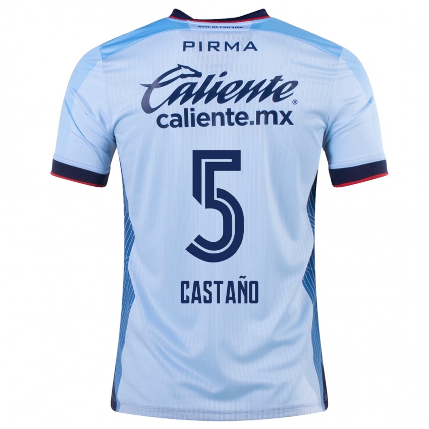 Herren Kevin Castaño #5 Himmelblau Auswärtstrikot Trikot 2023/24 T-Shirt Belgien