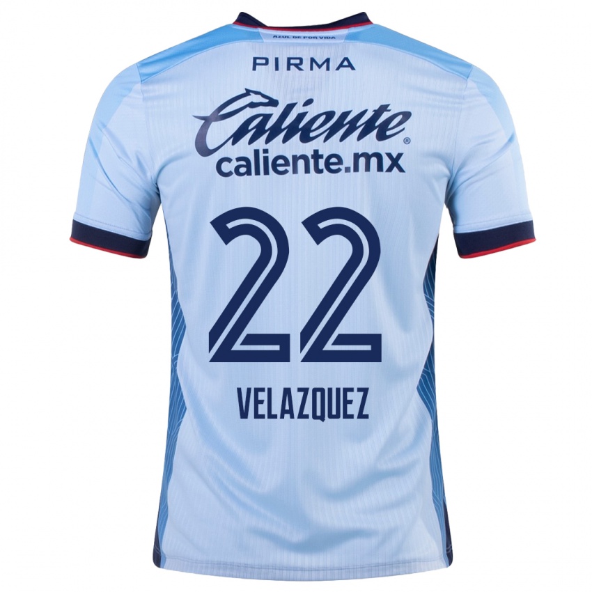 Homme Maillot Hireri Velazquez #22 Bleu Ciel Tenues Extérieur 2023/24 T-Shirt Belgique
