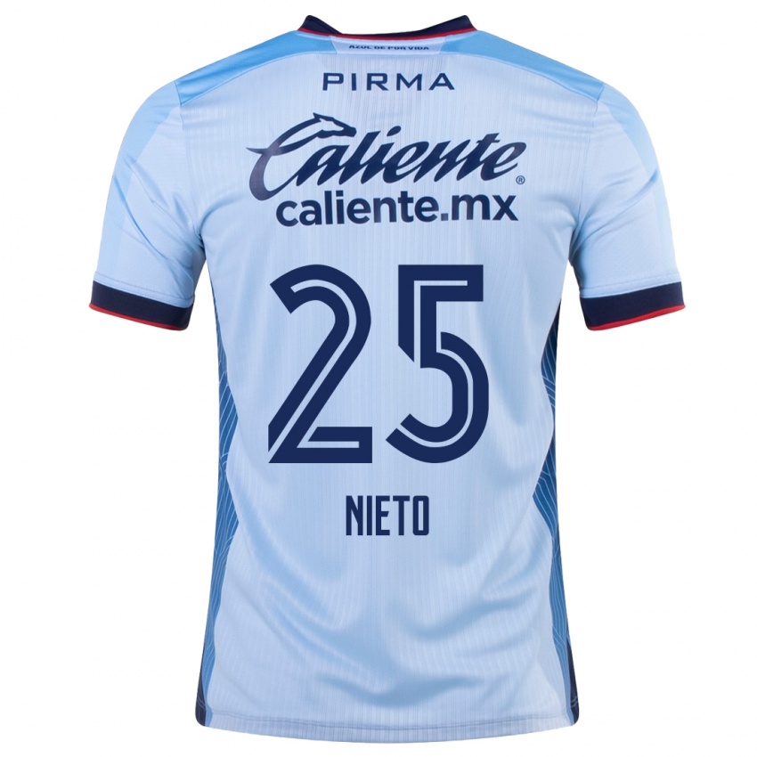 Homme Maillot Natsidieli Nieto #25 Bleu Ciel Tenues Extérieur 2023/24 T-Shirt Belgique